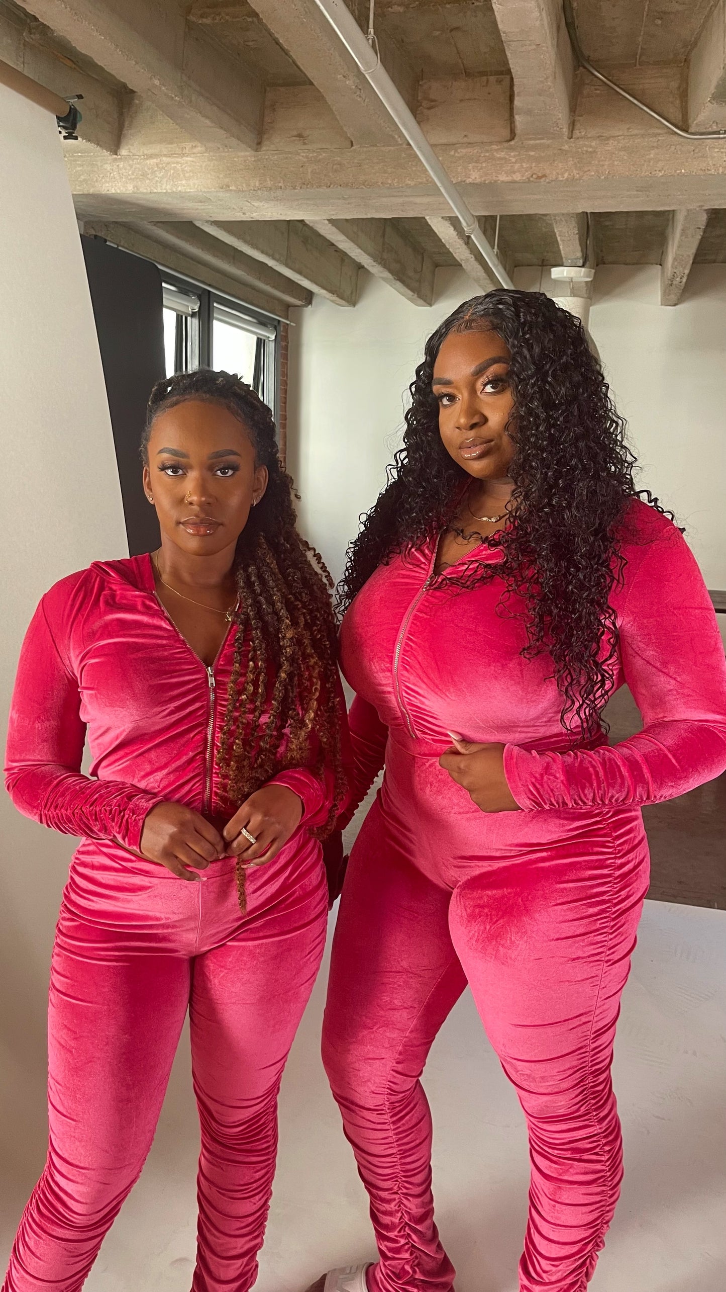 Velour Two Piece Set - Passion Pink