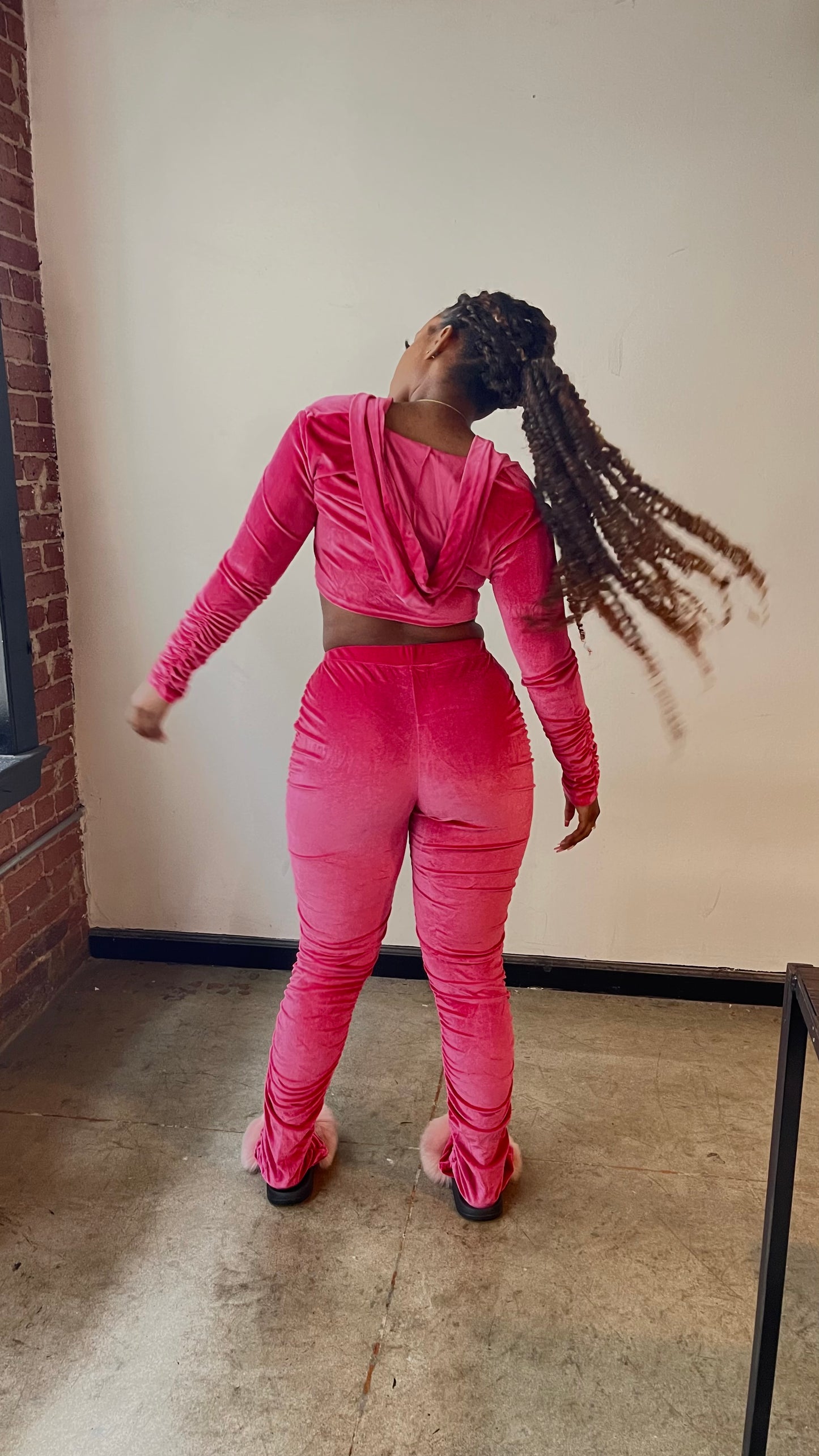 Velour Two Piece Set - Passion Pink